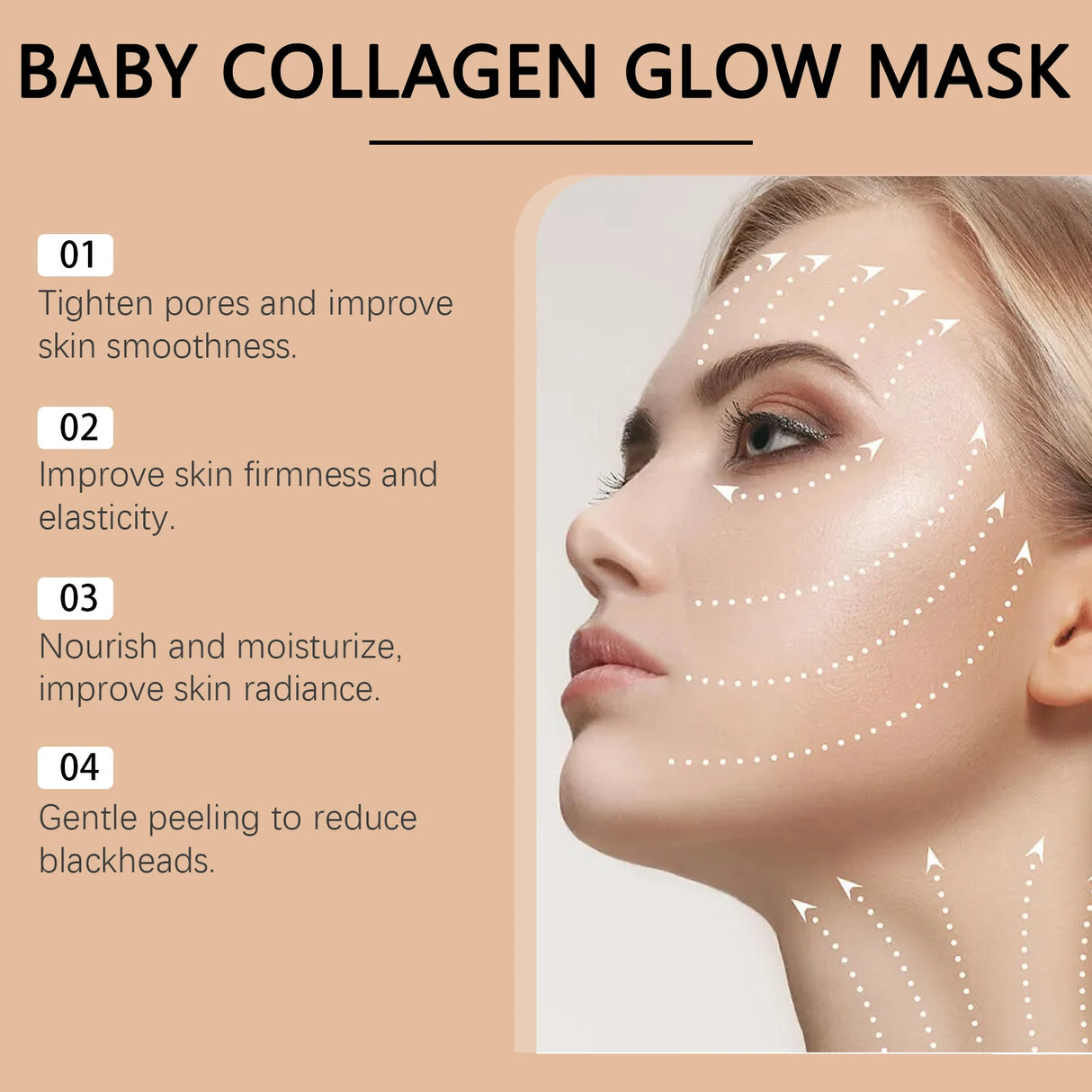 Mascarilla de colágeno Peel Off, mascarilla iluminadora, reafirmante, lifting, atenúa líneas finas, aumenta la elasticidad, antiarrugas, ilumina, cuidado de la piel coreano.