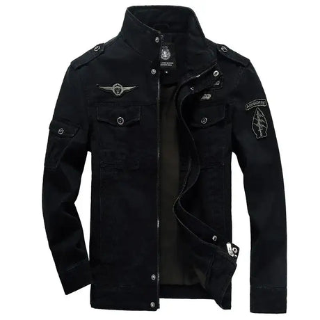 Men Work Jacket Spring and Autumn 2024 New Solid Color Retro Embroidery Outdoor Camping Windproof Coat Men Slim Fit windbreaker - Lootquake