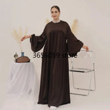 Plain Abaya Muslim Long Dress Women Balloon Sleeve Casual Islamic Clothing Dubai Turkish Modesty Kaftan Ramadan Eid - Lootquake
