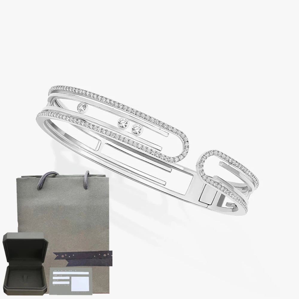 S925 sterling silver women's bracelet, classic MOVE/TWIN series, French diamond bracelet, holiday gift, high-quality jewelry - Lootquake