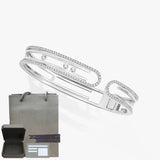 Pulsera de mujer en plata de ley S925, serie clásica MOVE/TWIN, pulsera de diamantes franceses, regalo navideño, joyería de alta calidad.