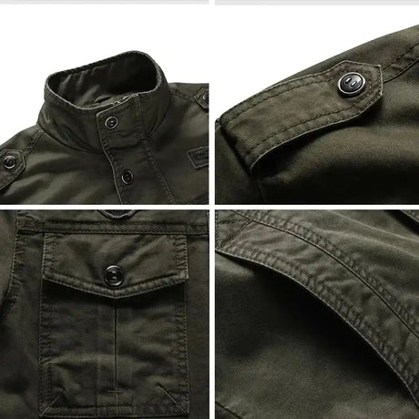 Men Work Jacket Spring and Autumn 2024 New Solid Color Retro Embroidery Outdoor Camping Windproof Coat Men Slim Fit windbreaker - Lootquake