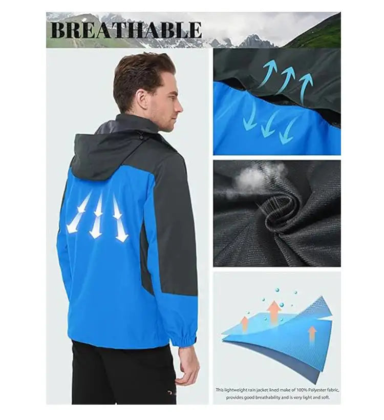 Men Autumn Jacket Camping Hiking Trekking Windbreaker Waterproof With Hood Spring Outdoor Sports Travel Climbing Coats - Lootquake