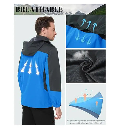 Men Autumn Jacket Camping Hiking Trekking Windbreaker Waterproof With Hood Spring Outdoor Sports Travel Climbing Coats - Lootquake