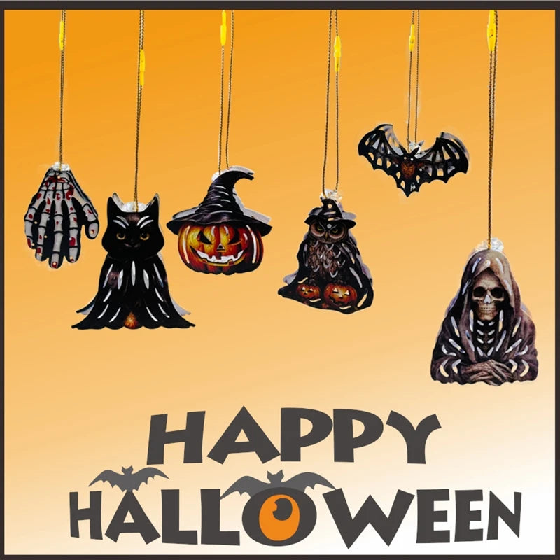 Décorations d'Halloween à suspendre, chat noir effrayant, citrouille, fantôme, tête de mort, chapeau de sorcière, chauve-souris, petits pendentifs, accessoires de décoration de vacances délicats