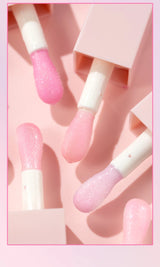 Pearlescent Pink Glitter Lip Oil Lustrous Color Changing Lip Gloss Moisturizing Makeup Lip Balm Mirror Glass Lip Glaze Cosmetics