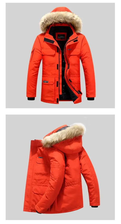 New Men Parkas Coat Windbreaker Big Pockets Wholesale Winter Parkas Men Thicken Coat Fur Hooded Jacket Overcoat Keep Warm Male - Lootquake
