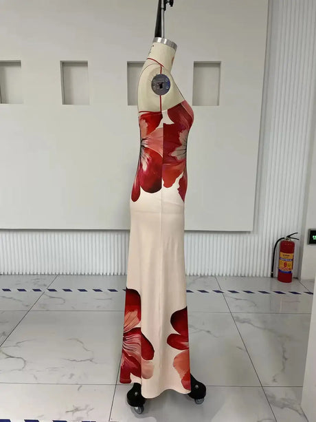 hirigin Women Y2K Floral Print Tube Maxi Dress Graphic Strapless Backless Long Dress Vintage Off Shoulder Summer Sundress - Lootquake