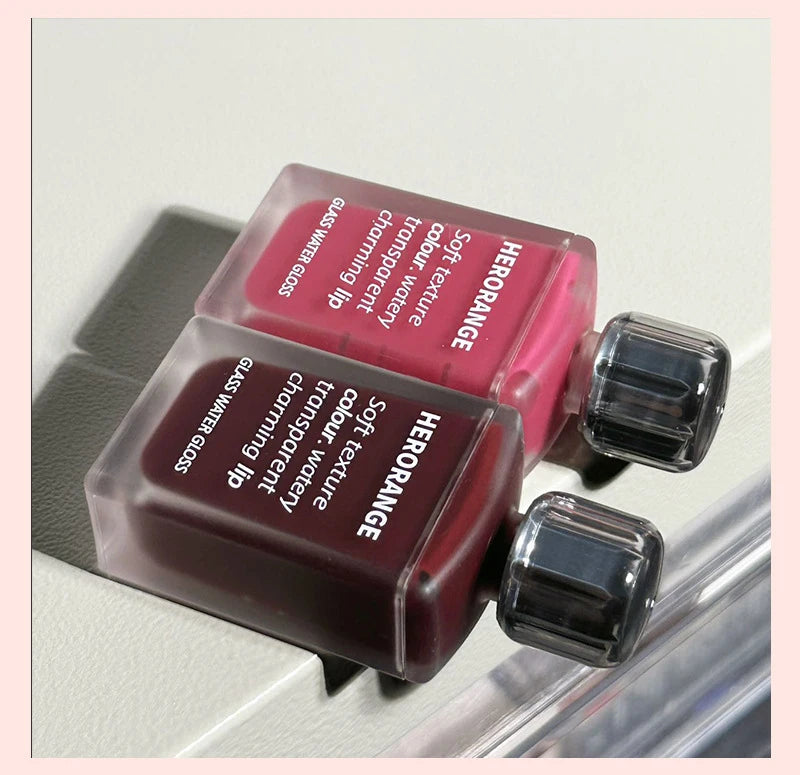 Laque à lèvres légère effet verre HERORANGE - Brillance miroir, formule hydratante ; anti-bavures, longue tenue et éclaircissante pour la peau