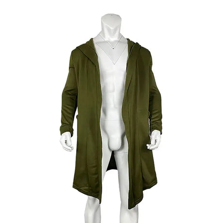 Men's Winter Hooded Cardigan Trench Coat Streetwear Solid Color Windbreaker Leisure Fashion Fleece-lined Jacket Vintage Hoodie - Lootquake