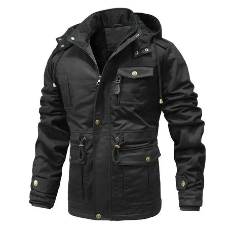 Winter Men's Warm Padded Jackets Fashion Men Fleece Lined Thermal Hooded Coats Men Mountain Ski Windbreaker Jackets Clothing - Lootquake