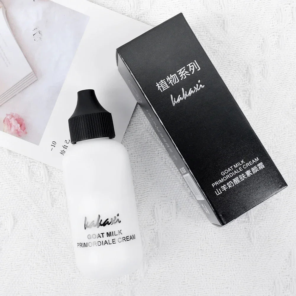 Base de maquillaje líquida de leche de cabra de 50 ml, hidratante, control de grasa, mate, corrector, resistente al agua, para el acné, maquillaje.