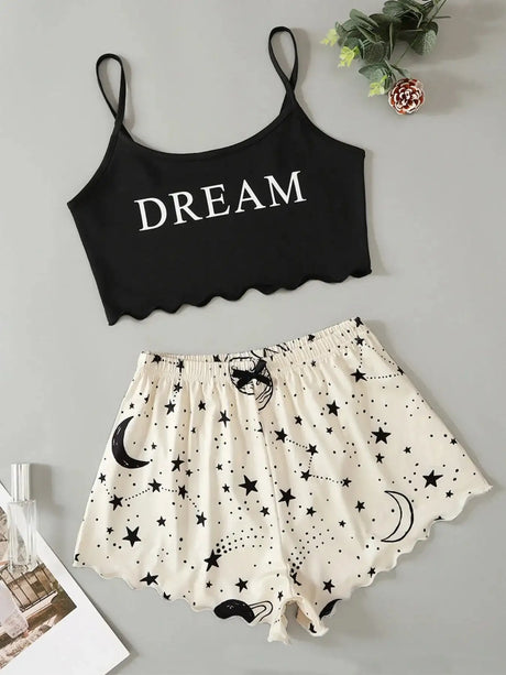 Leopard Print Sling Sleepwear Women's Pajamas Set Sexy Lingerie V-Neck Sleeveless Top and Shorts Sets Pyjamas Homewear - Lootquake