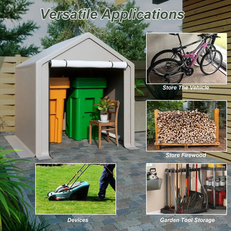 LZBEITEM 6 x 6 ft Portable Outdoor Storage Tent Shelter Shed, Heavy Duty Storage Tent with Roll-up Doors Shelter for Garden Tool - Lootquake