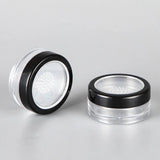 Lote de 10 unidades de 10 g de polvos sueltos compactos con tapa transparente negra, rejilla y tapa de PP, recipiente para polvos, caja vacía para polvos.