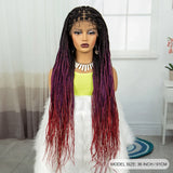 36" Burgundy Knotless Box Braids Wig | 9x6 Lace Front | Baby Hair