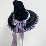 Halloween Party Witch Hat Costume Bowknot Large Black Crooked Ruched Wizard Hat Accessory