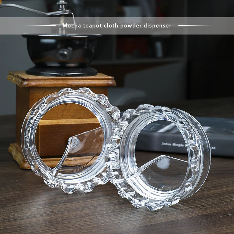 Mocha pot powder dispenser, fabric powder dispenser, powder pressing and filling tool