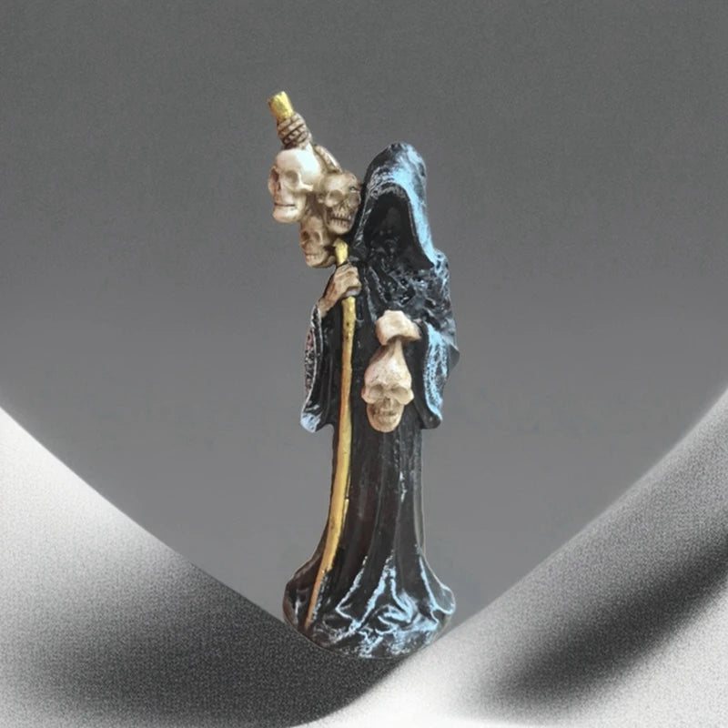 Statue de la Sainte Mort debout, figurine décorative de la Mort, Faucheuse tenant un crâne, statue d'autel pour Halloween