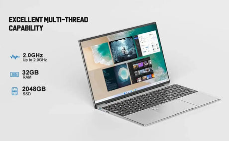 2025 New Laptop 15.6 Inch 32GB Ram DDR4 2TB SSD Windows 11/10 Notebook Pc Gamer Intel N5095 Office Computer Backlit Fingerprint - Lootquake