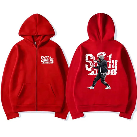 Rapper Eminem Slim Shady Music Rap Fashion Zip Up Hoodie Hip Hop Oversized Hooded Zipper Sweatshirt Casual Streetwear Coats Male - Lootquake