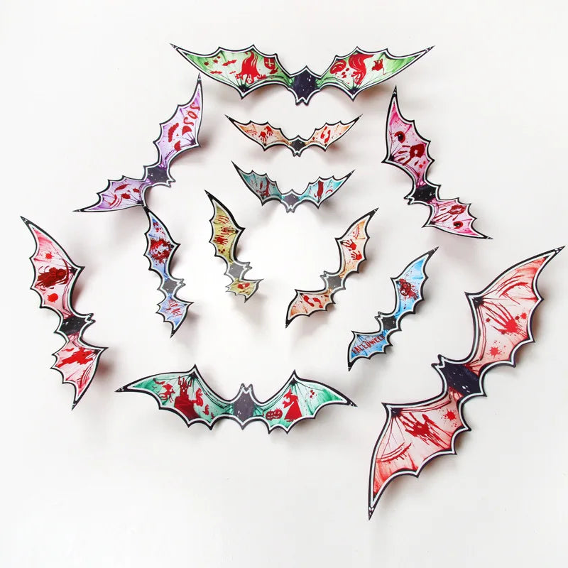 Halloween 3D Luminous Bats Decoration Plastic Bat Wall Stickers for Home Window Decor Yard Sign Outdoor Lawn Spooky Party