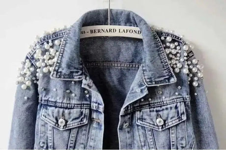 Pearl Denim Coat Women Cotton Spring Autumn Ropa Cardigan Jeans Punk Gothic Bomber Jacket Windbreaker Y2k Women Jackets Korean - Lootquake