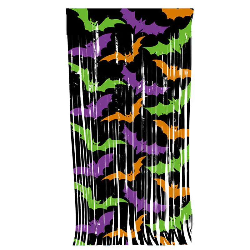 Halloween Pumpkin Ghost Bat Curtain 2M Haunted House Decoration Party Decor Background Eye-Catching For Party Backdrop Photo