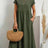Women Elegant Solid Maxi Dress Summer Short Sleeve O Neck Vintage Harajuku Cotton Linen Loose Sundress Y2K Pockets Long Dress - Lootquake