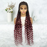 2024 KIMA Cornrow Water Wavy Braided Full Lace Wig with Baby Hair | Synthetic African Braid Lace Front Wig