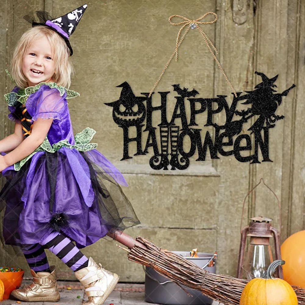 7PCS/set Halloween Party Decors Pumpkin Ghost Bat Door Hanging Pendents Happy Festival  Decorations for Home