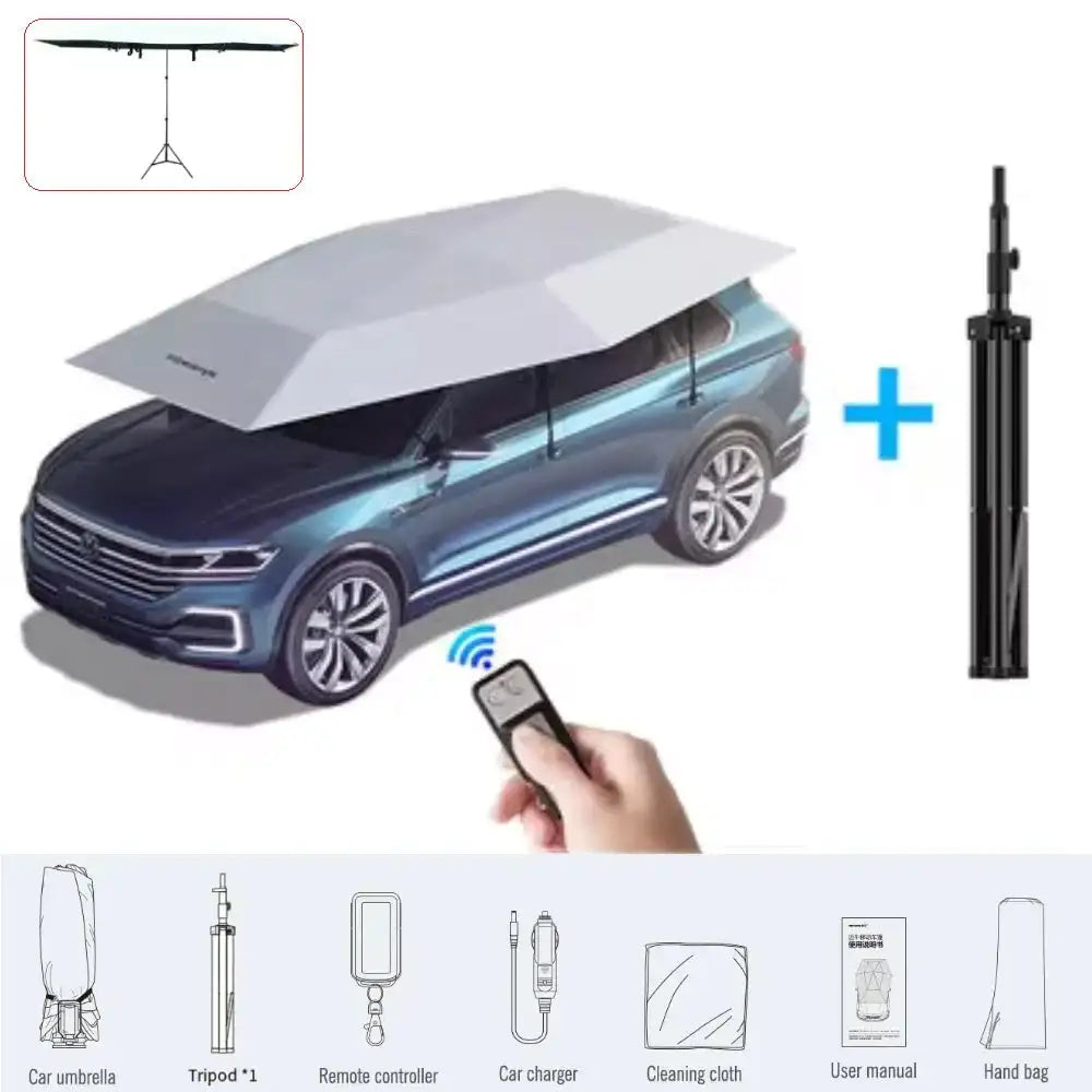 Car Umbrella Semi-Automatic Awning Tent Auto Smart Insulated Cover Outdoor Waterproof Folded Portable Canopy Cover Sun Shade