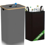 Poubelle de recyclage de cuisine 100 L et sacs de rangement, poubelle de recyclage de cuisine, poubelle de recyclage de bouteilles de grande capacité avec sacs fourre-tout amovibles,