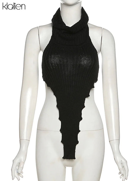 KLALIEN Fashion Y2K Streetwear Wild Slim Knit Tank Top Women Casual Activewear Solid Slim Stretch Female Vest Wild Top 2022 - Lootquake