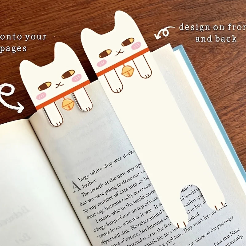 30 marcadores de gato de doble cara para estudiantes, libros de lectura, etiquetas, tarjetas de papel, libros, suministros de oficina, marcadores decorativos DIY.