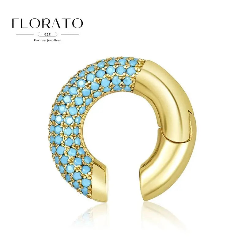 Pendientes de plata de ley 925 con microincrustaciones de circonitas en forma de aro y hebilla geométrica de lujo, joyería de moda, regalo al por mayor