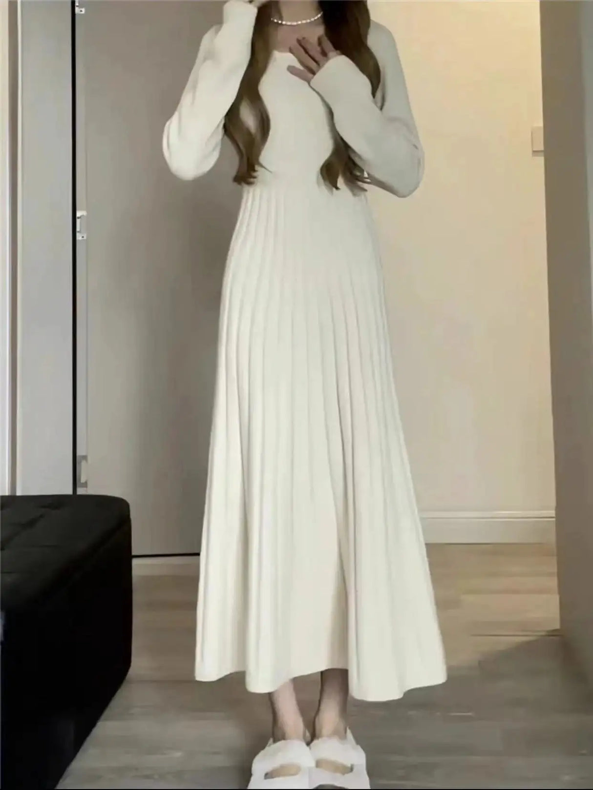 Sweater Long Dress For Woman Clothes Swing Casual Autumn Winter Knitted Korean Slim Long Sleeve Elegance Sweet Femal Clothing - Lootquake