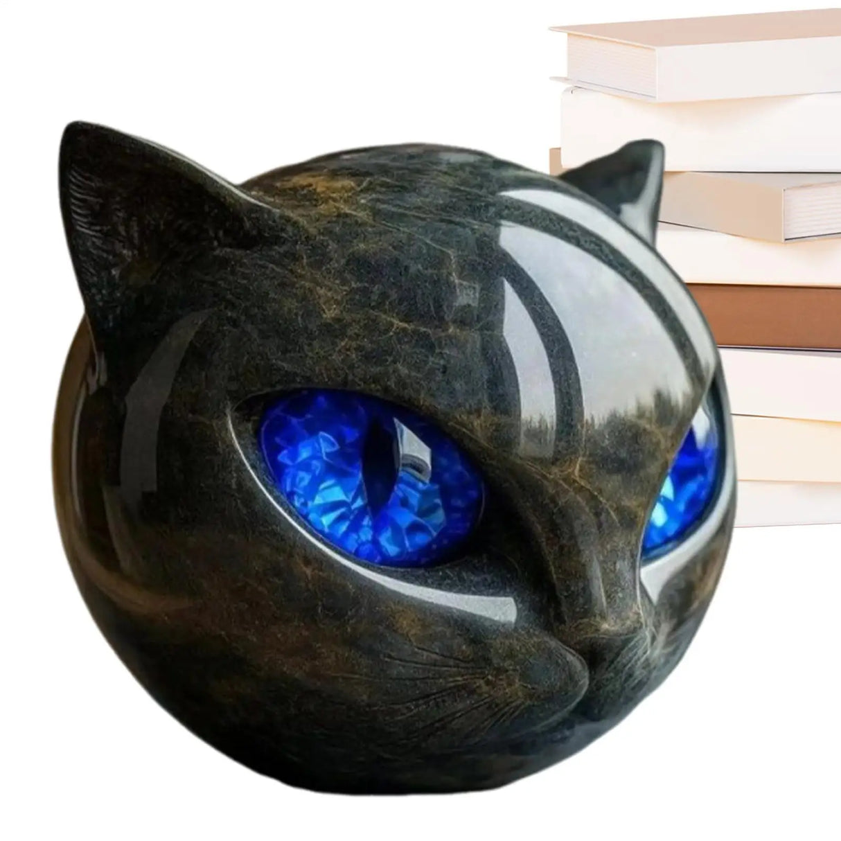 Sculpture en pierre de chat noir de luxe, sculpture en pierre de chat noir, statues de chat, décoration d'intérieur pour bureau, Halloween, chambre à coucher, bibliothèque