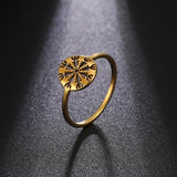 Skyrim Viking Compass Helm of Awe Ring Stainless Steel Gold Color Women Rings Aegishjalmur Nordic Amulet Jewelry Gift for Lover - Lootquake