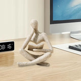 Bookshelf Decor Thinker Statue - Abstract Art Reading Thinker Sculpture Figurine Aesthetic, Modern Home Decoration for Living