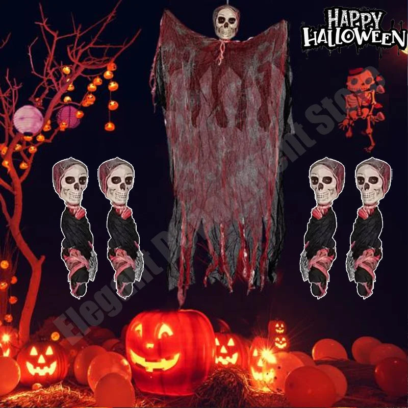 10/8/4/2/1PC Halloween Garden Decor Scary Hanging Ghost Skeleton Skull Grim Reaper Outdoor Haunted House Spooky Party Supplies