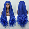 36" Blue Knotless Box Braids Lace Front Wig | Baby Hair | Crochet Braids | Black Women