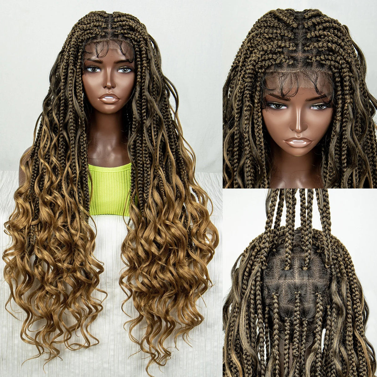 34" Ombre Curly Braids Wig | 1B/30 | Deep Wave | Full Lace | Baby Hair