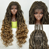 34" Ombre Curly Braids Wig | 1B/30 | Deep Wave | Full Lace | Baby Hair