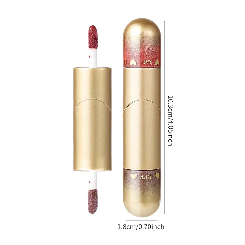 1pcs Double-head lip gloss lipstick, hydrating and moisturizing, foldable, sparkling mirror-like, nourishing lip gloss