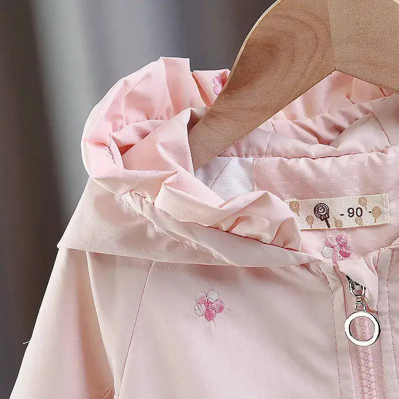 Girls Windbreaker Medium Length Coat Spring and Autumn New Children's Fashion Hooded Coat Little Girl Trench Coat - Lootquake