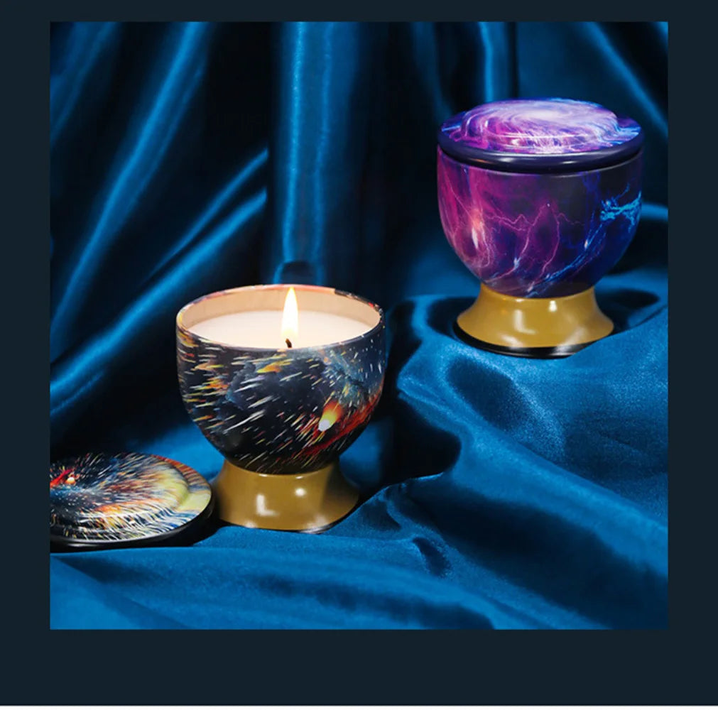 Natural Smokeless Soy Wax Candle in Iron Tin, Champagne Flute Style - Home Fragrance Gift for Birthday Christmas Handmade