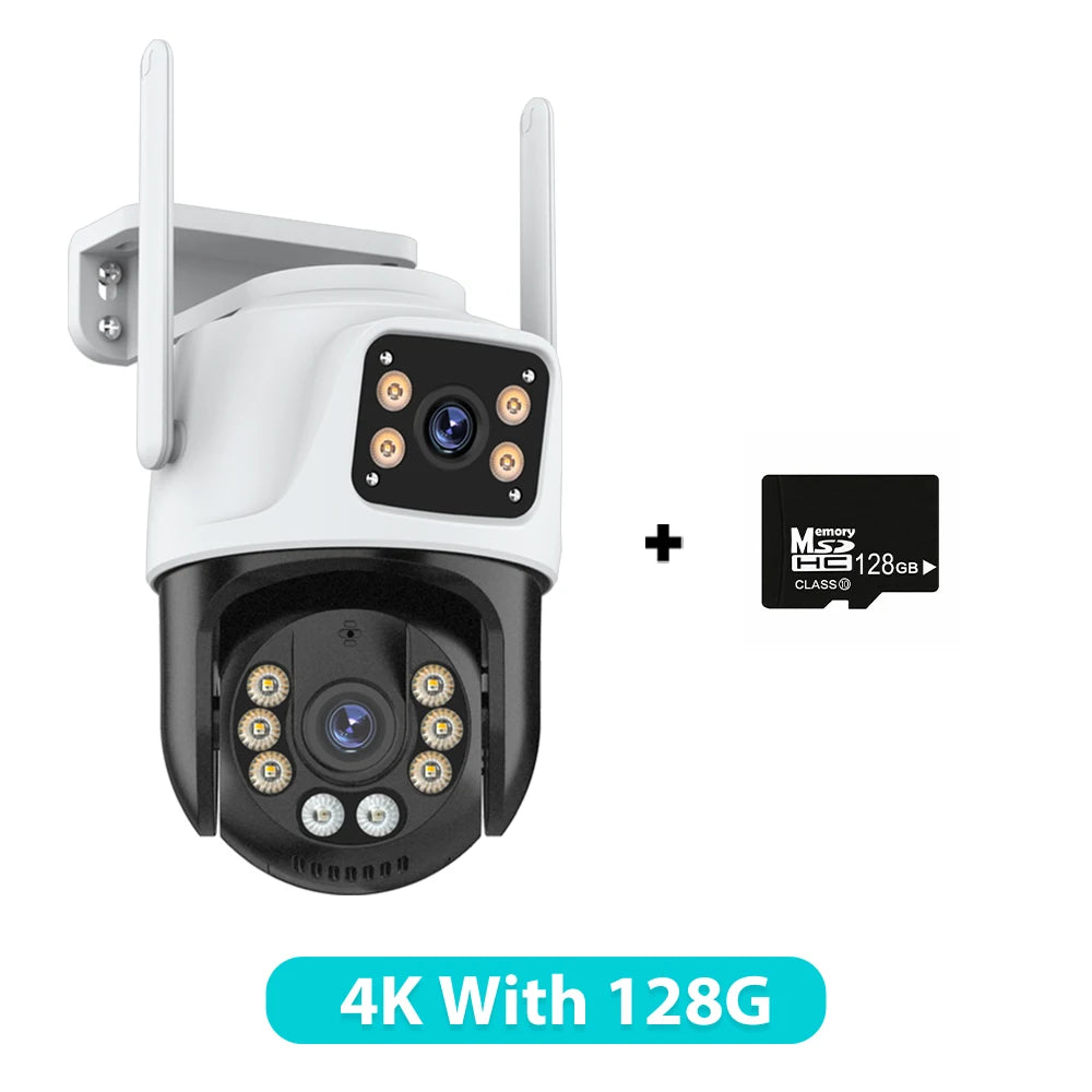 Caméra IP PTZ extérieure à trois objectifs, 6K HD, trois écrans, WiFi, suivi automatique, double objectif 4K, caméra de vidéosurveillance sans fil iCsee