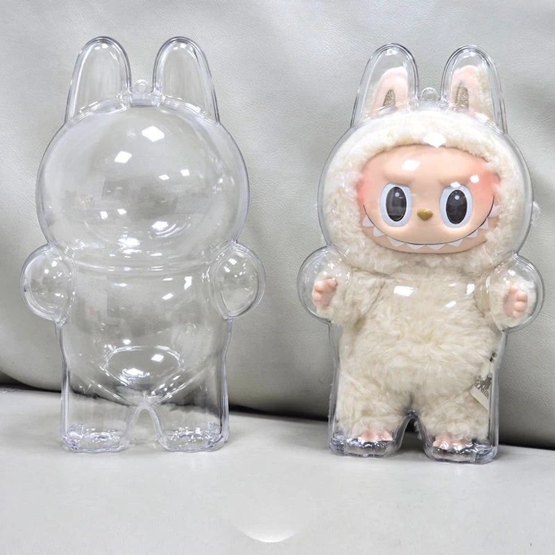 LABUBU Étui transparent pour siège Labubu Étui en plastique Sac à dos Charms