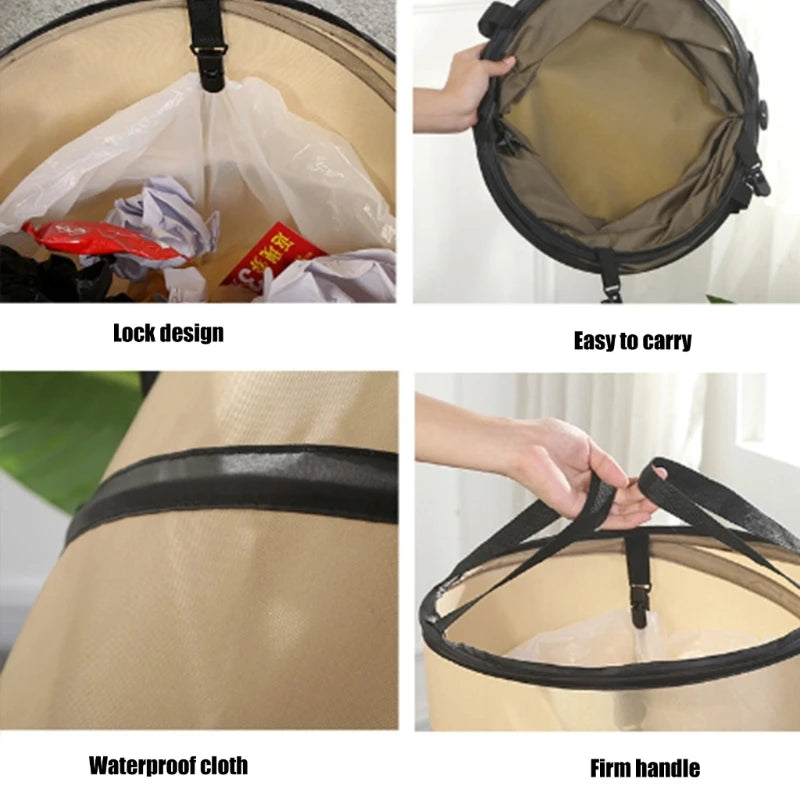 Folding Camping Trash Can Reusable Yard Waste Bag Portable Garbage Bin Container Dropshipping